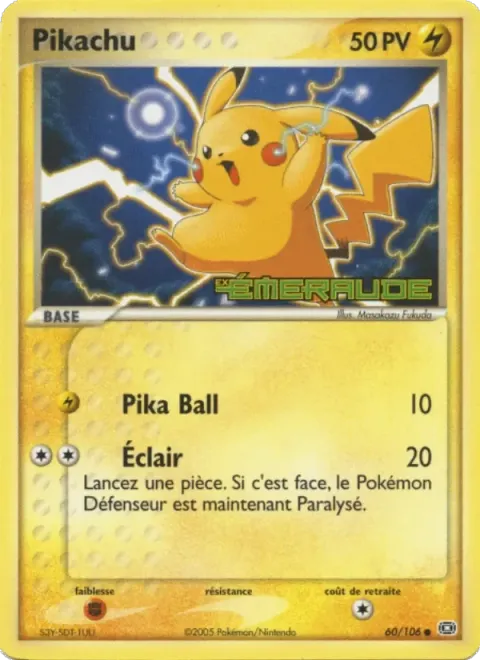 Carte Pokémon Pikachu 060/106, extension EX Émeraude