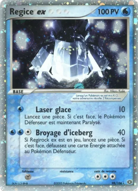 Carte Pokémon Regice ex 098/106, extension EX Émeraude