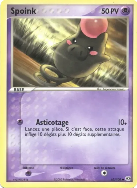Carte Pokémon Spoink 065/106, extension EX Émeraude