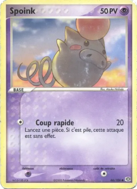 Carte Pokémon Spoink 066/106, extension EX Émeraude