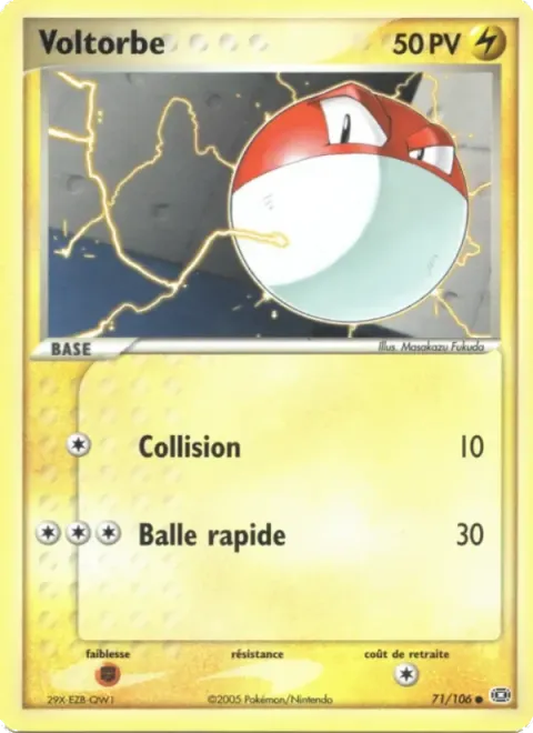 Carte Pokémon Voltorbe 071/106, extension EX Émeraude