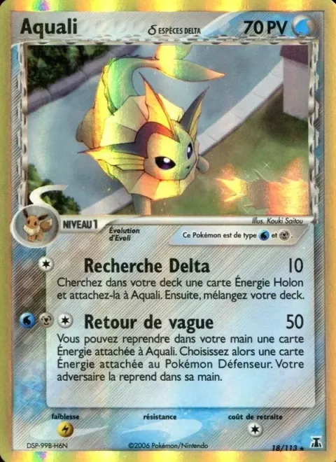 Carte Pokémon Aquali δ 018/113, extension EX Espèces Delta