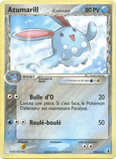 Carte Pokémon Azumarill δ 019/113, extension EX Espèces Delta