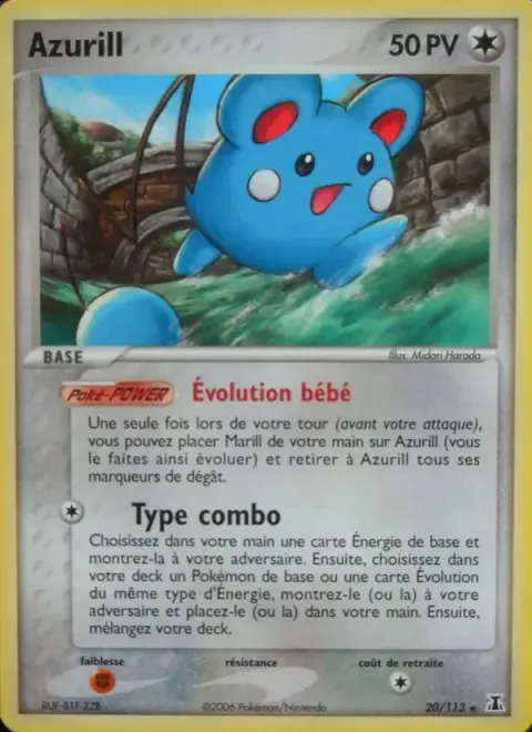 Carte Pokémon Azurill 020/113, extension EX Espèces Delta