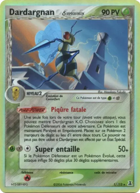 Carte Pokémon Dardargnan δ 001/113, extension EX Espèces Delta