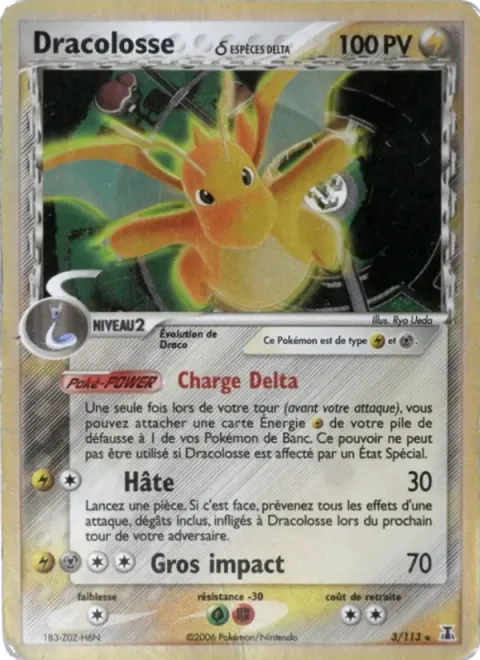 Carte Pokémon Dracolosse δ 003/113, extension EX Espèces Delta