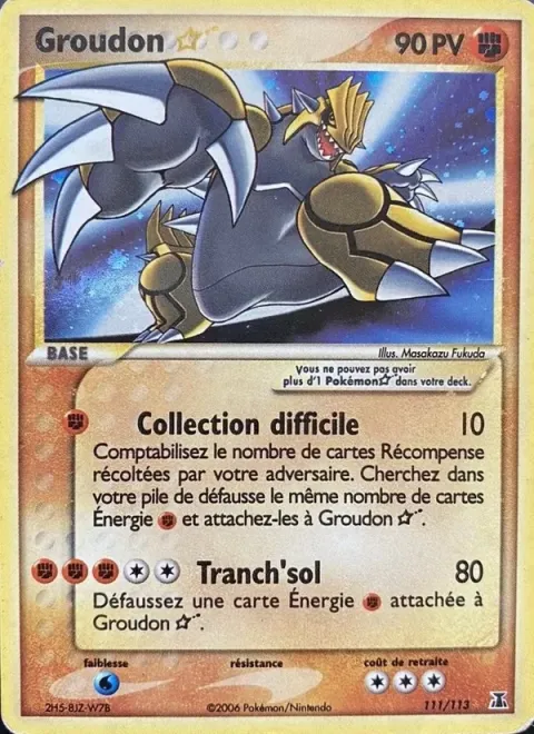 Carte Pokémon Groudon ☆ 111/113, extension EX Espèces Delta