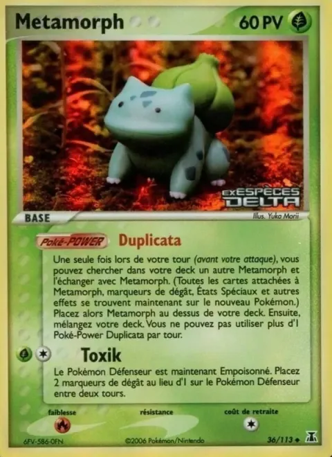 Carte Pokémon Métamorph 036/113, extension EX Espèces Delta