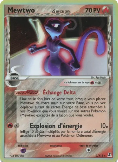 Carte Pokémon Mewtwo δ 012/113, extension EX Espèces Delta
