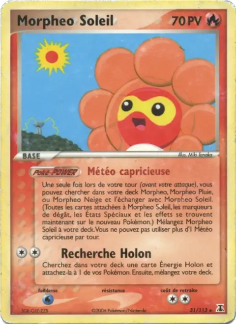 Carte Pokémon Morpheo Soleil 031/113, extension EX Espèces Delta