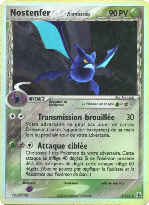 Carte Pokémon Nostenfer δ 002/113, extension EX Espèces Delta