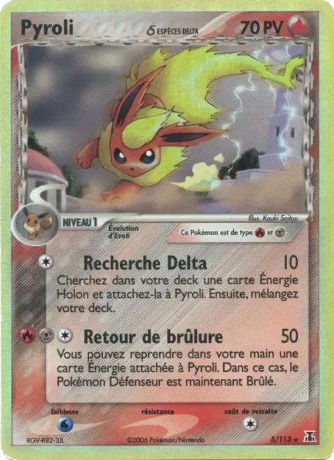 Carte Pokémon Pyroli δ 005/113, extension EX Espèces Delta