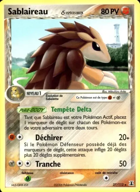 Carte Pokémon Sablaireau δ 027/113, extension EX Espèces Delta