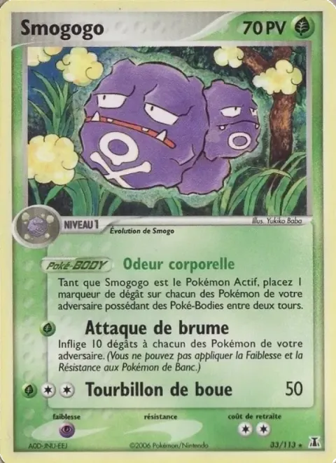 Carte Pokémon Smogogo 033/113, extension EX Espèces Delta