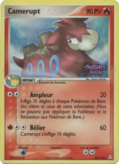 Carte Pokémon Camérupt 036/110, extension EX Fantômes Holon