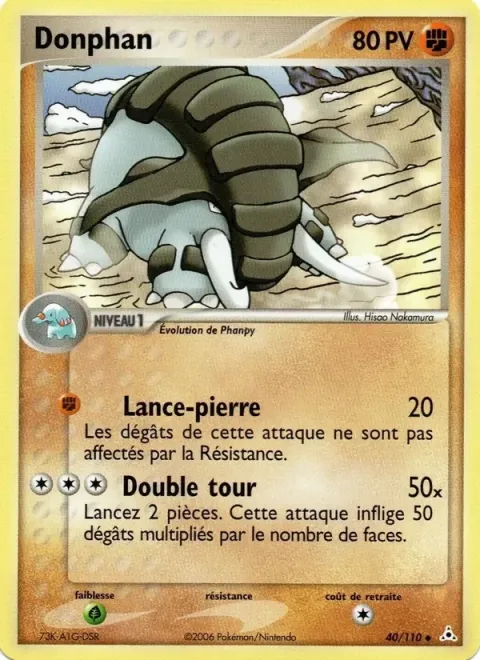 Carte Pokémon Donphan 040/110, extension EX Fantômes Holon