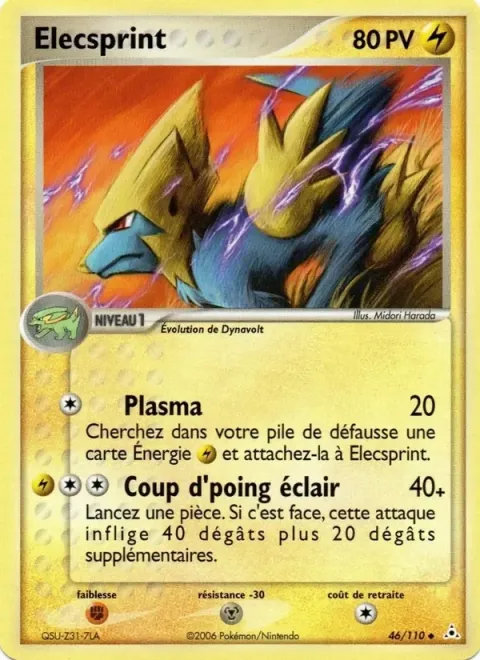 Carte Pokémon Élecsprint 046/110, extension EX Fantômes Holon