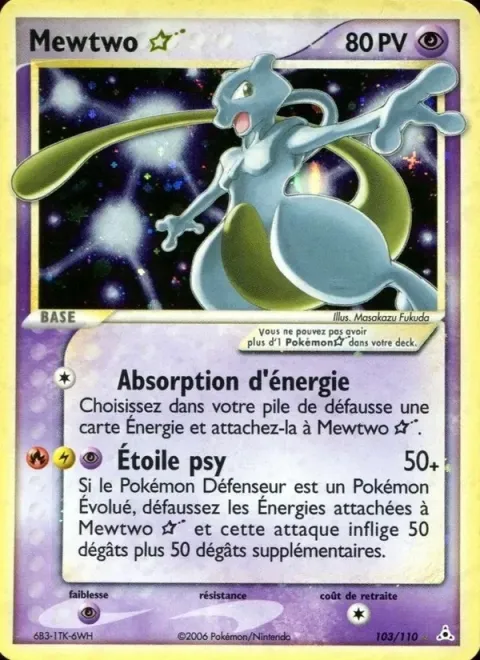 Carte Pokémon Mewtwo ☆ 103/110, extension EX Fantômes Holon