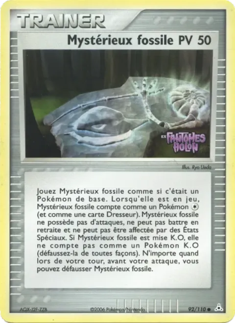 Carte Pokémon Mystérieux fossile 092/110, extension EX Fantômes Holon