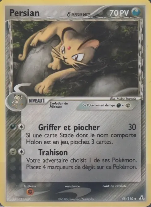 Carte Pokémon Persian δ 048/110, extension EX Fantômes Holon