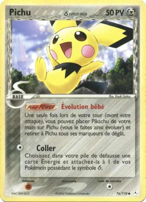 Carte Pokémon Pichu δ 076/110, extension EX Fantômes Holon