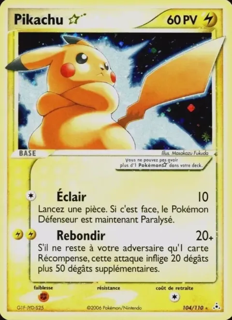 Carte Pokémon Pikachu ☆ 104/110, extension EX Fantômes Holon