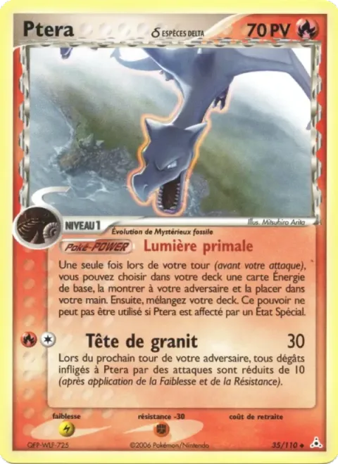 Carte Pokémon Ptera δ 035/110, extension EX Fantômes Holon