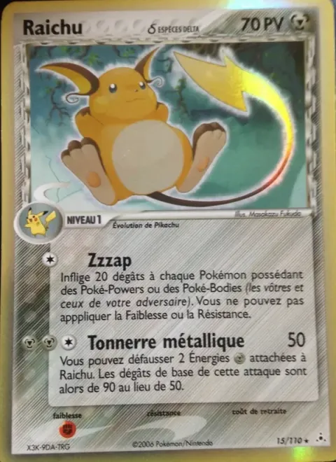 Carte Pokémon Raichu δ 015/110, extension EX Fantômes Holon