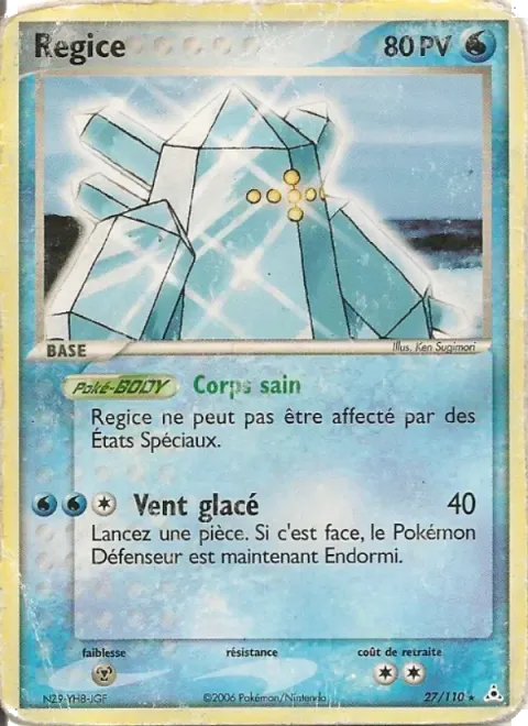 Carte Pokémon Regice 027/110, extension EX Fantômes Holon