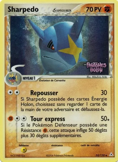 Carte Pokémon Sharpedo δ 053/110, extension EX Fantômes Holon