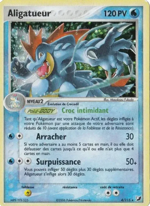 Carte Pokémon Aligatueur 004/115, extension EX Forces Cachées