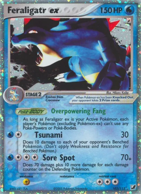 Carte Pokémon Aligatueur ex 103/115, extension EX Forces Cachées