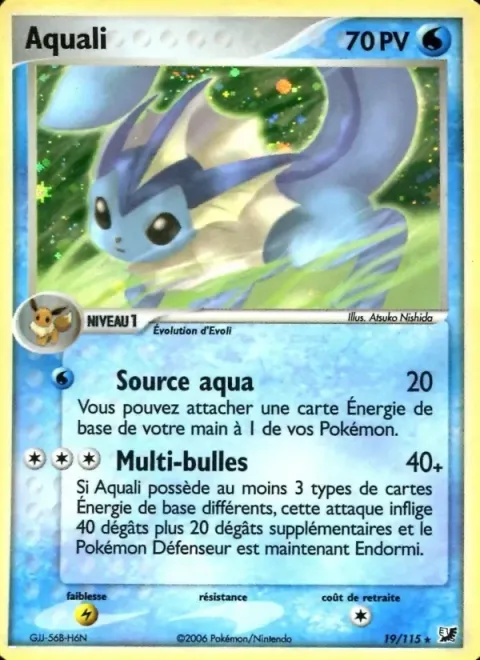 Carte Pokémon Aquali 019/115, extension EX Forces Cachées