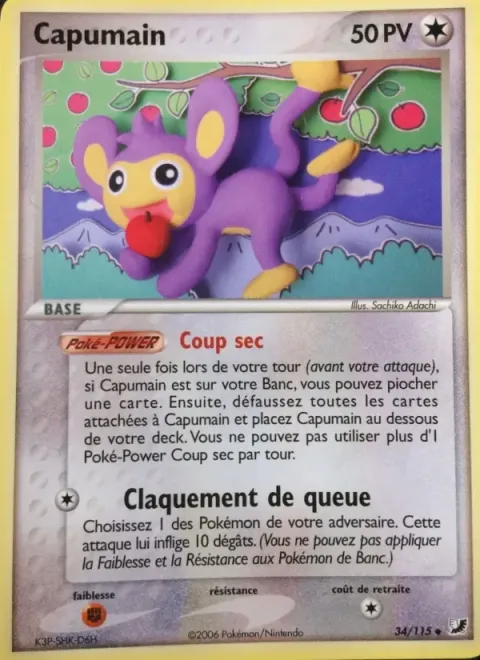Carte Pokémon Capumain 034/115, extension EX Forces Cachées