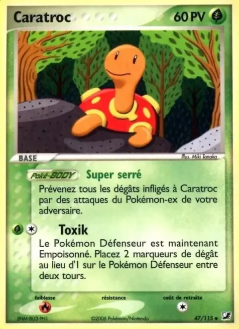 Carte Pokémon Caratroc 047/115, extension EX Forces Cachées