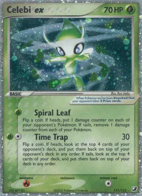 Carte Pokémon Celebi ex 117/115, extension EX Forces Cachées