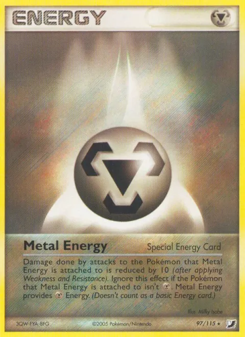 Carte Pokémon Énergie Métal 097/115, extension EX Forces Cachées