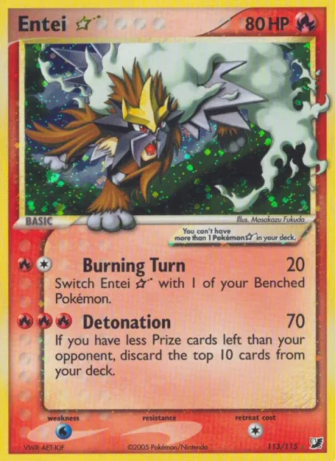 Carte Pokémon Entei ☆ 113/115, extension EX Forces Cachées