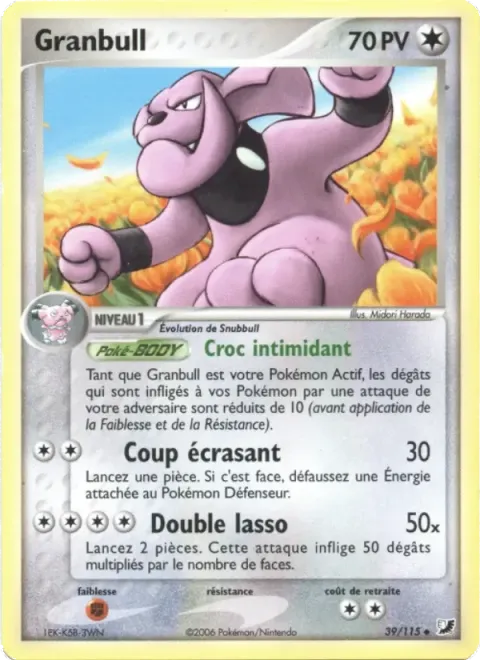 Carte Pokémon Granbull 039/115, extension EX Forces Cachées