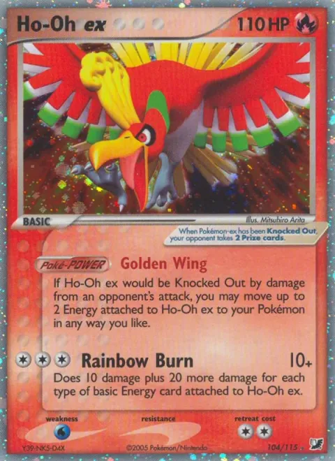 Carte Pokémon Ho-Oh ex 104/115, extension EX Forces Cachées