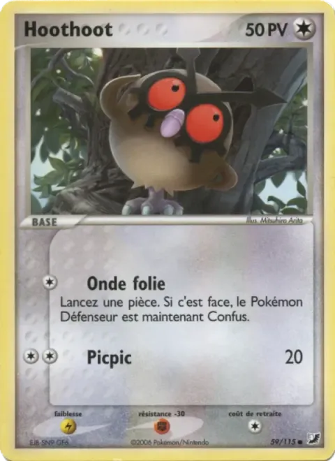 Carte Pokémon Hoothoot 059/115, extension EX Forces Cachées