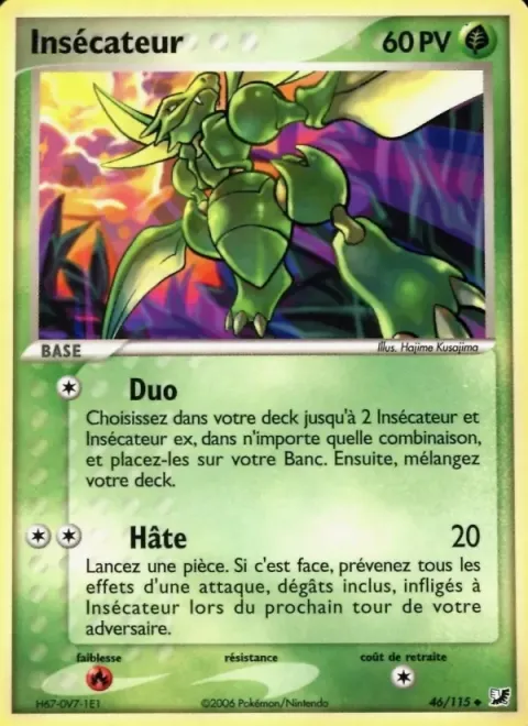 Carte Pokémon Insécateur 046/115, extension EX Forces Cachées
