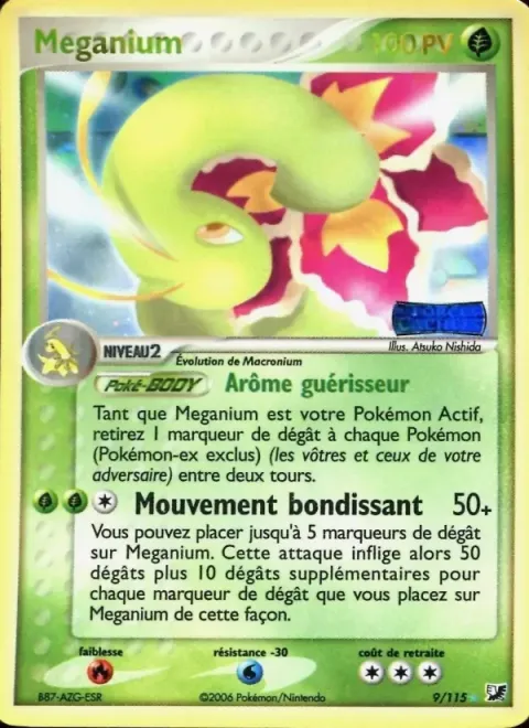 Carte Pokémon Méganium 009/115, extension EX Forces Cachées