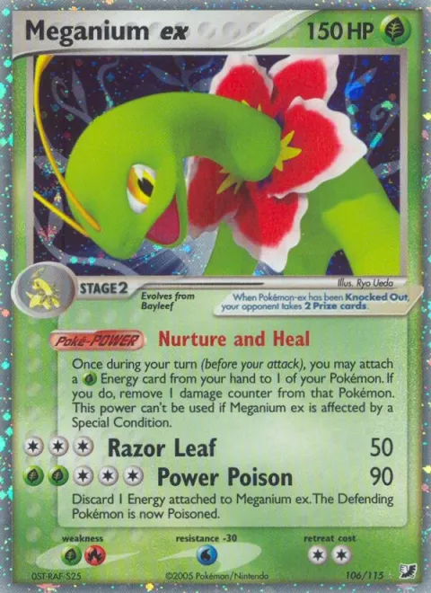 Carte Pokémon Meganium ex 106/115, extension EX Forces Cachées