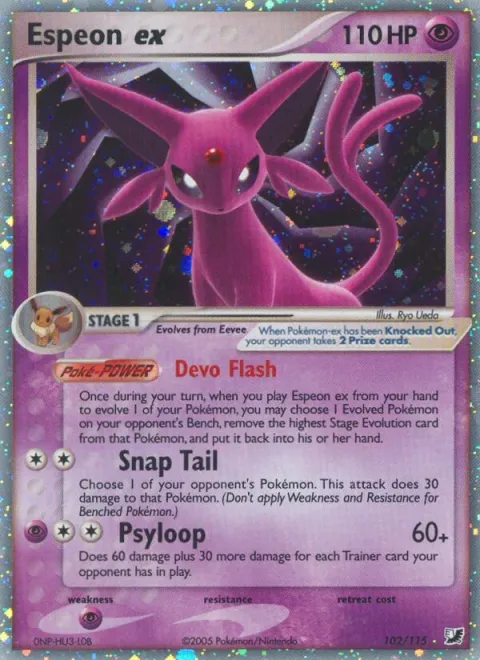 Carte Pokémon Mentali ex 102/115, extension EX Forces Cachées