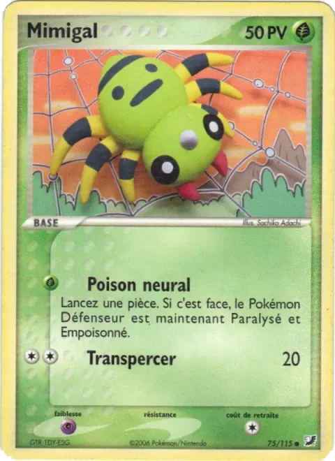 Carte Pokémon Mimigal 075/115, extension EX Forces Cachées