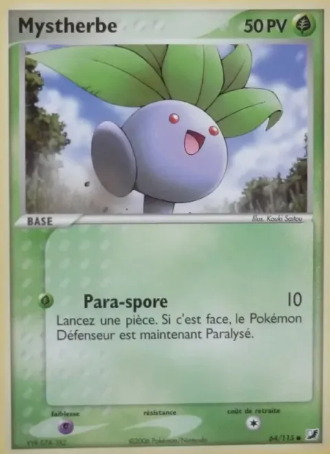 Carte Pokémon Mystherbe 064/115, extension EX Forces Cachées