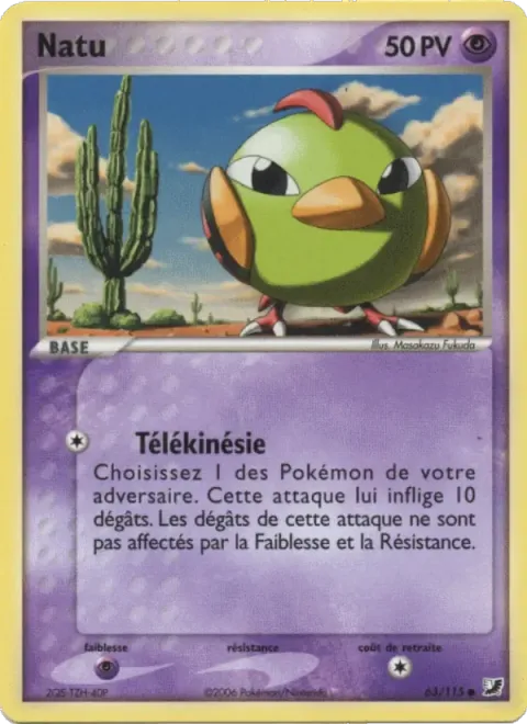 Carte Pokémon Natu 063/115, extension EX Forces Cachées