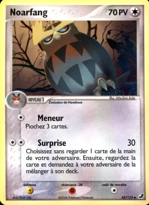 Carte Pokémon Noarfang 043/115, extension EX Forces Cachées