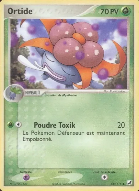 Carte Pokémon Ortide 058/115, extension EX Forces Cachées